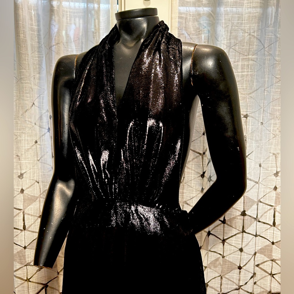 Vintage halter top with sheer full length skirt overlay. Justin Charles